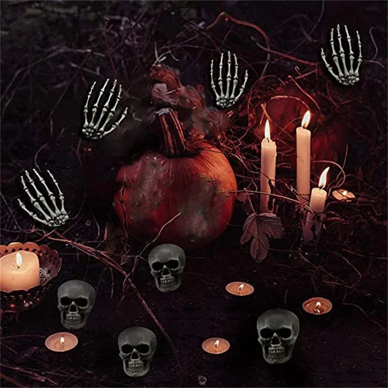 1-6Pair Halloween Skeleton Hand Scary Realistic Hand Bone Skull Decors Party Haunted House Halloween Terror Decoration Props