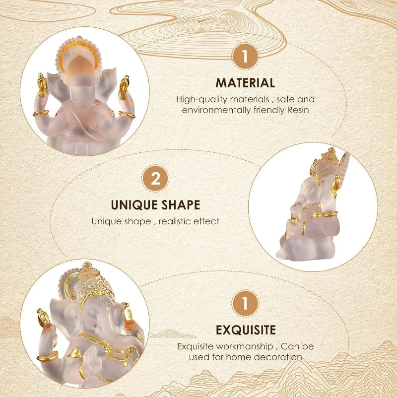 Divine Ganesha Statue God Decor Luxury Hindu Temple Art Altar Showpiece Gift for Blessings Meditation