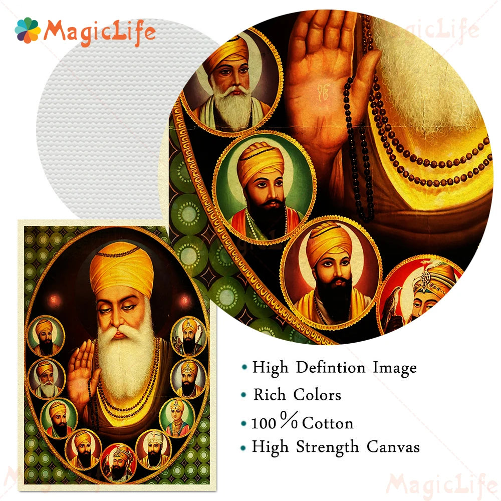 Sikhism Gurunanak Gulu Nanak Religion Posters Wall Pictures For Living Room Vintage Poster Wall Art Canvas Painting Unframed