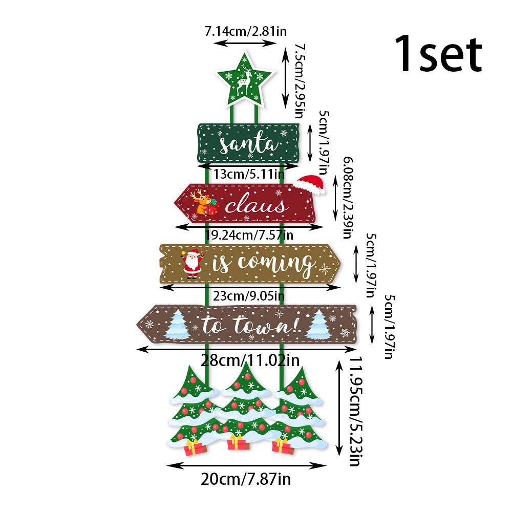 Christmas Door Hanging Decoration Prop Xmas tree Santa Claus Paper Garland Pendant Christmas Party Wall Ornament Home Decoration