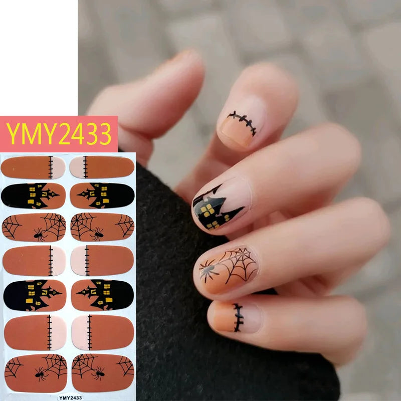 Baking Free Halloween Nail Stickers Full Sticker Fashion Nail Art Jewelry  Pumpkin Ghost Wholesale Applique Nail Sticker