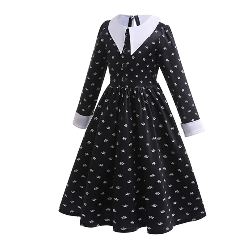 Children Wednesday Costume Girls Black Gothic Family Clothes Halloween Cosplay Costume for Kids Easter Carnival Fancy Dress Up