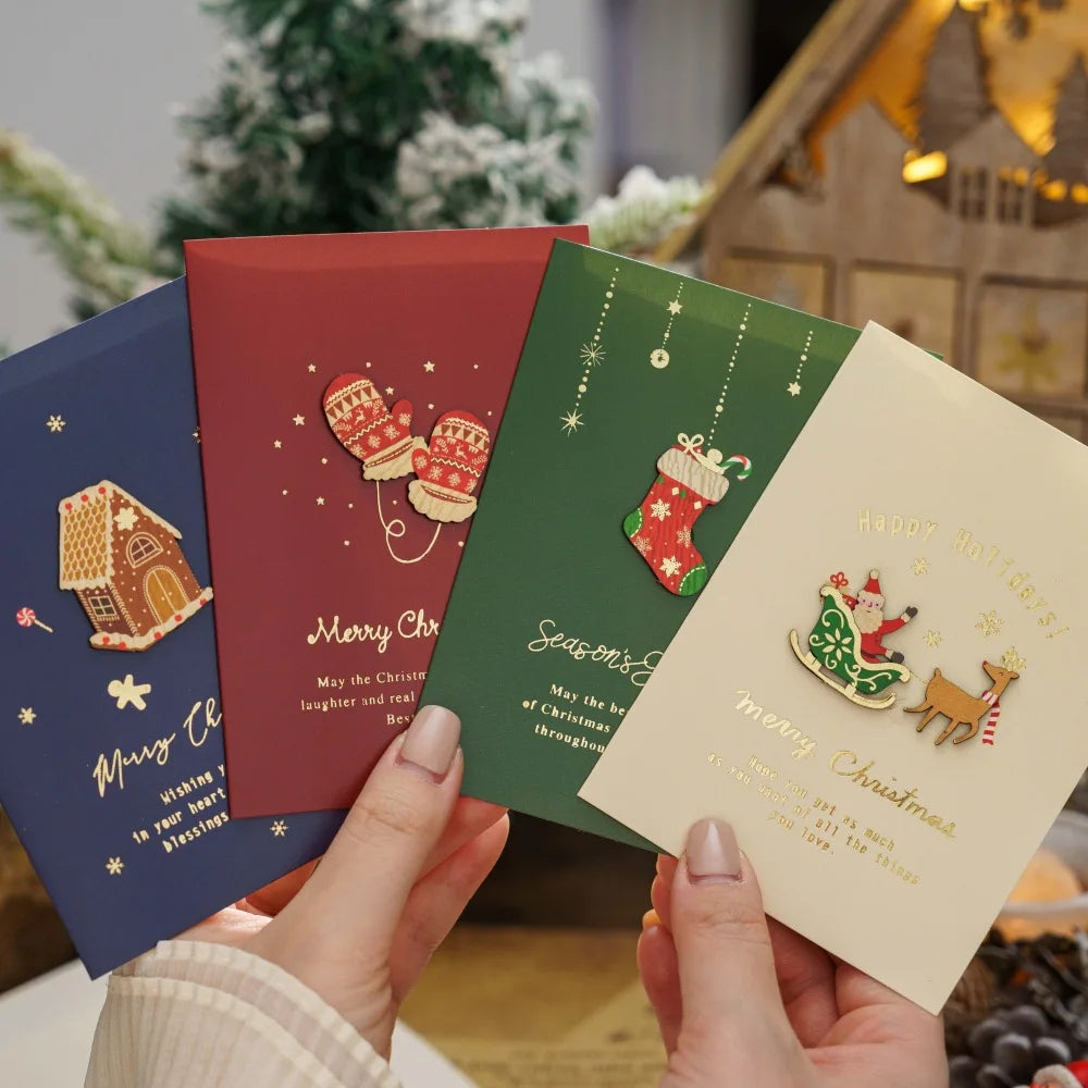Merry Christmas Cards Set with Envelope New Year Wishes Christmas Gifts Decorative Greeting Xmas Postcards for Xmas 2025