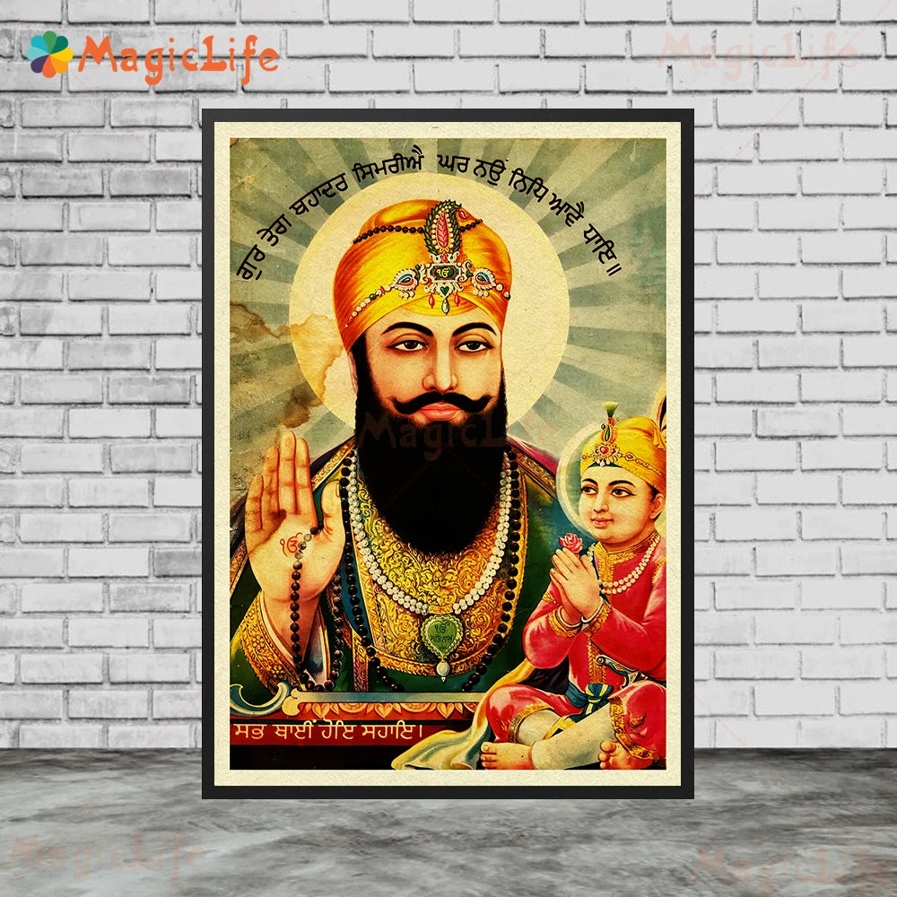 Sikhism Gurunanak Gulu Nanak Religion Posters Wall Pictures For Living Room Vintage Poster Wall Art Canvas Painting Unframed