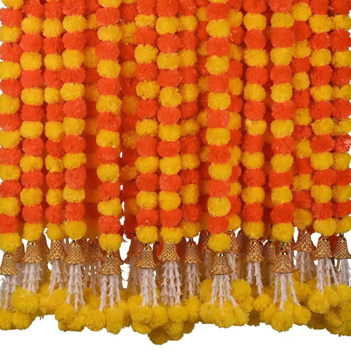 5-100PCS Marigold Flower Garlands for Decoration Artificial Flowers Diwali Indian Décor Pooja Day of The Dead Mexican Party