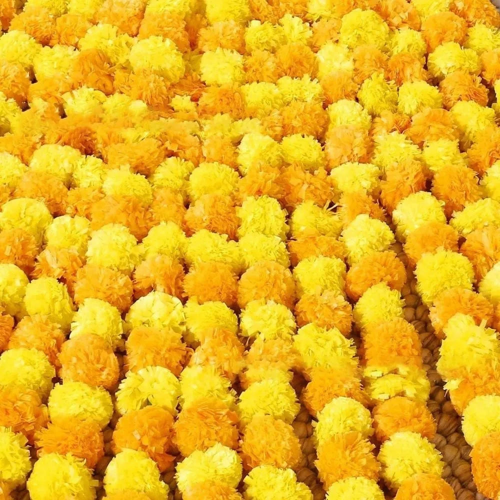 Long Strands Artificial Marigold Garland Pooja Diwali Fiesta Indian Décor Marigold Flower Garlands Reusable Events Decor