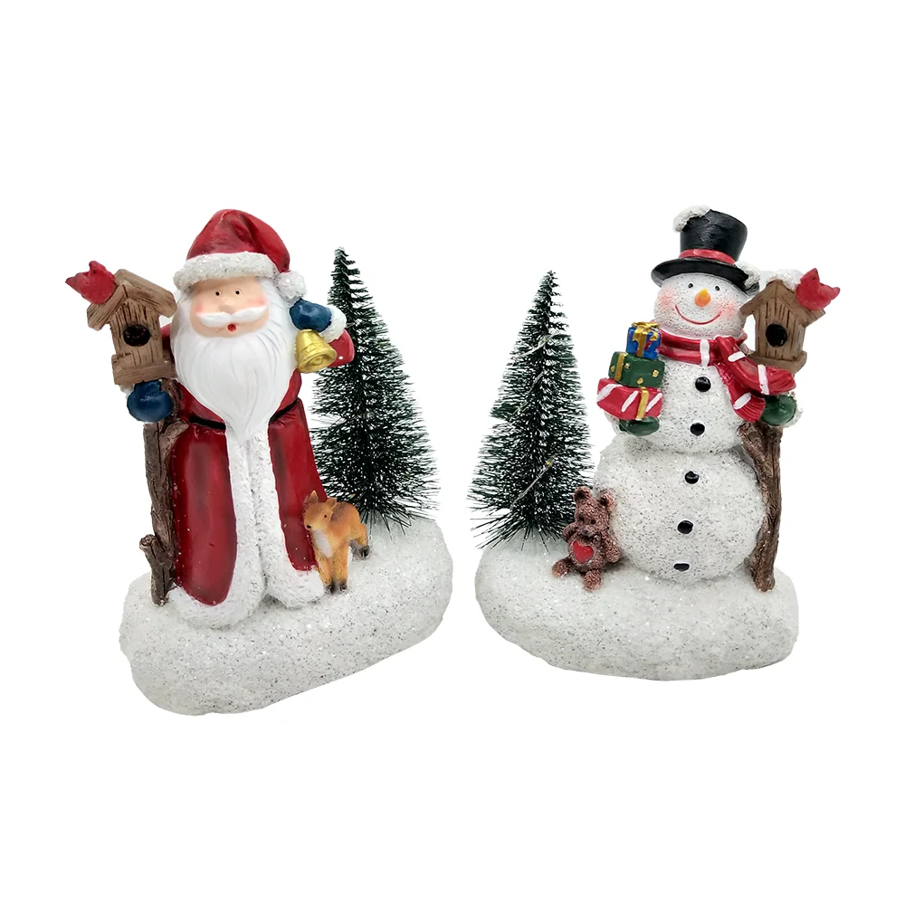 Christmas decorations, Santa Claus Snowman, Christmas holiday party decorations, LED lights, tabletop statues