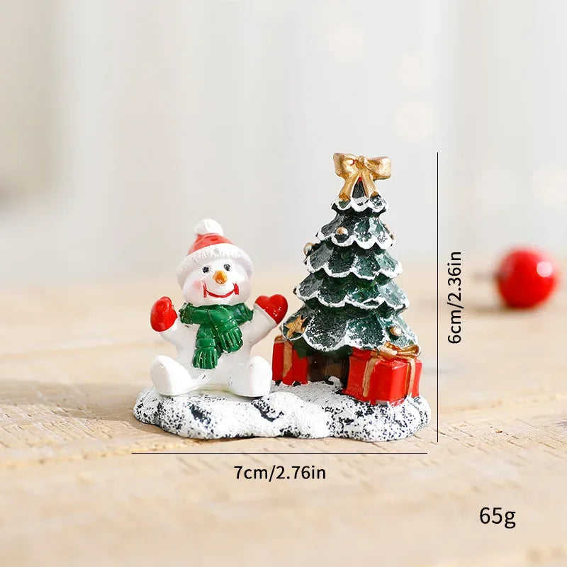 Christmas Village Resin Figurines House Micro Landscape Merry Christmas Home Table Ornaments New Year Holiday Decoration Gifts