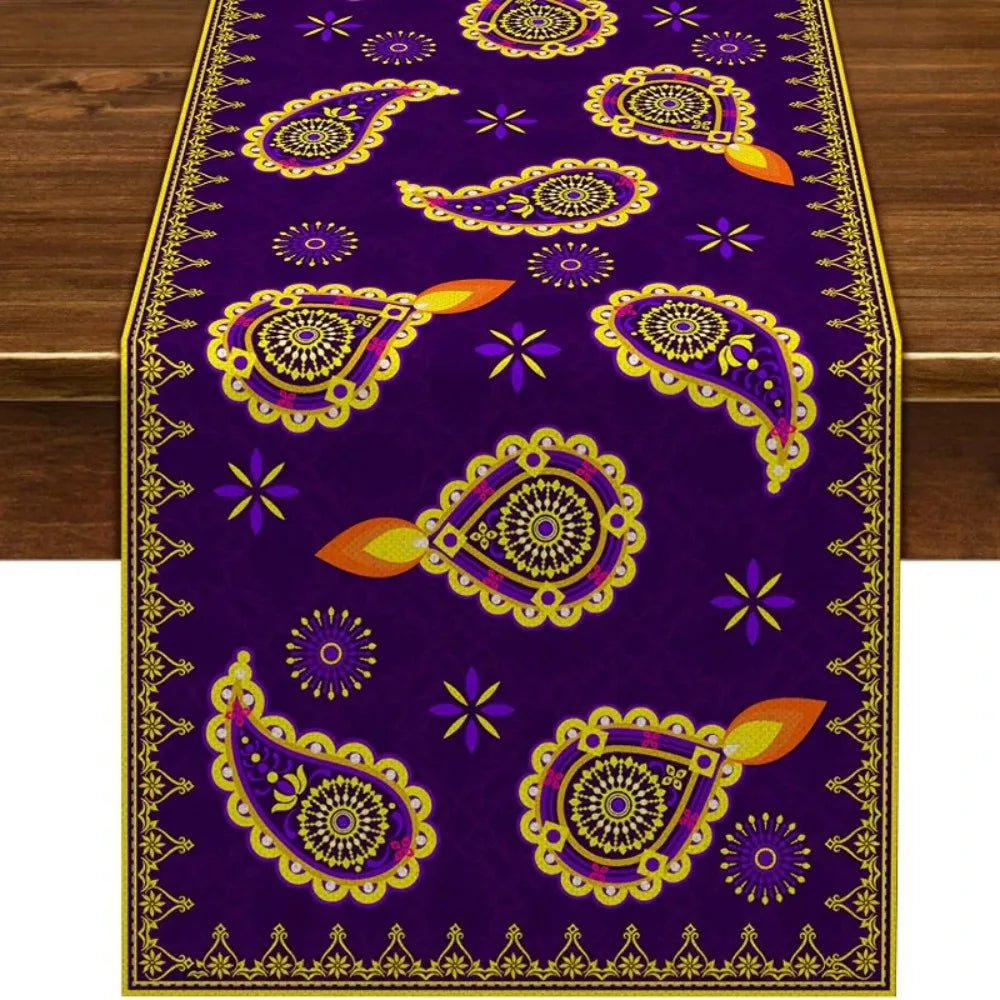 Happy Diwali Table Runners Candlestick Decoration Diwali Home Kitchen Table Decorations and Household Supplies