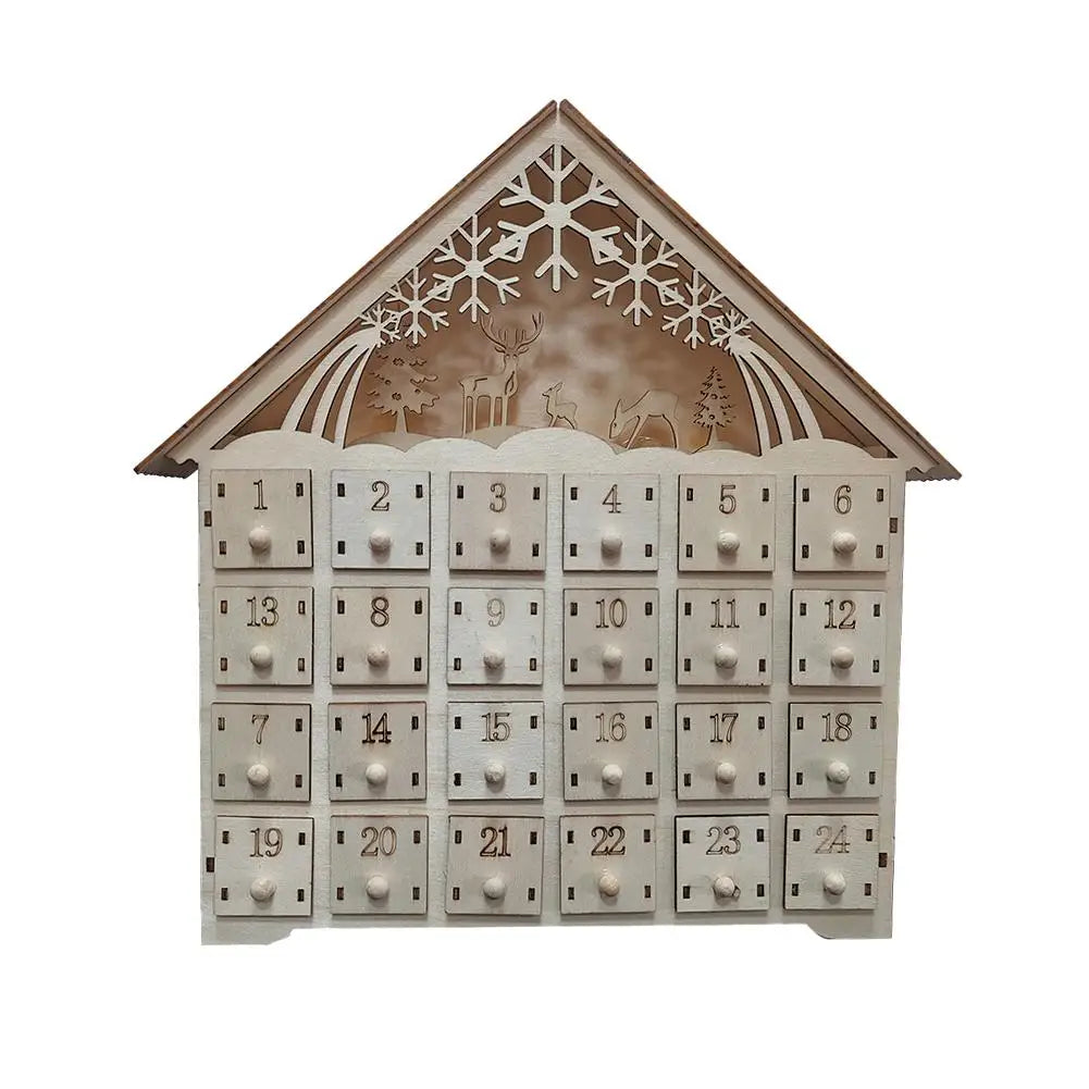 Christmas Advent Calendar 24 Days Countdown Decoration Reusable Detachable Wooden Tabletop Christmas Decoration