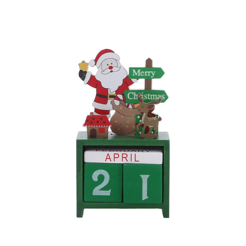 Christmas Count Down Calendar Santa Claus Elk Snowman Wooden Calendar Christmas Ornaments Home Desktop Decoration New Year Gifts