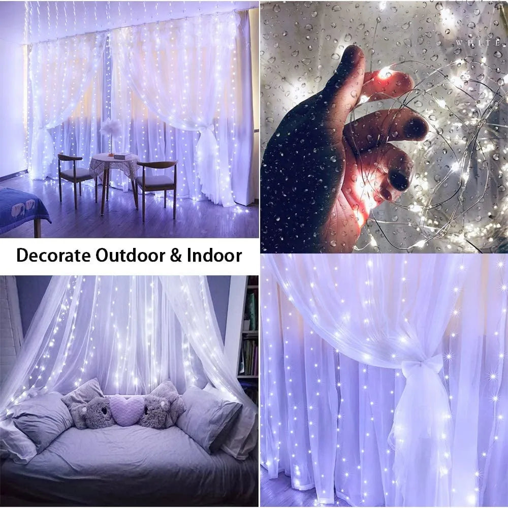Diwali Lights LED Fairy String Curtain Lights 8 Mode Remote USB Festoon Christmas Decor For Home Holiday New Year Lamp