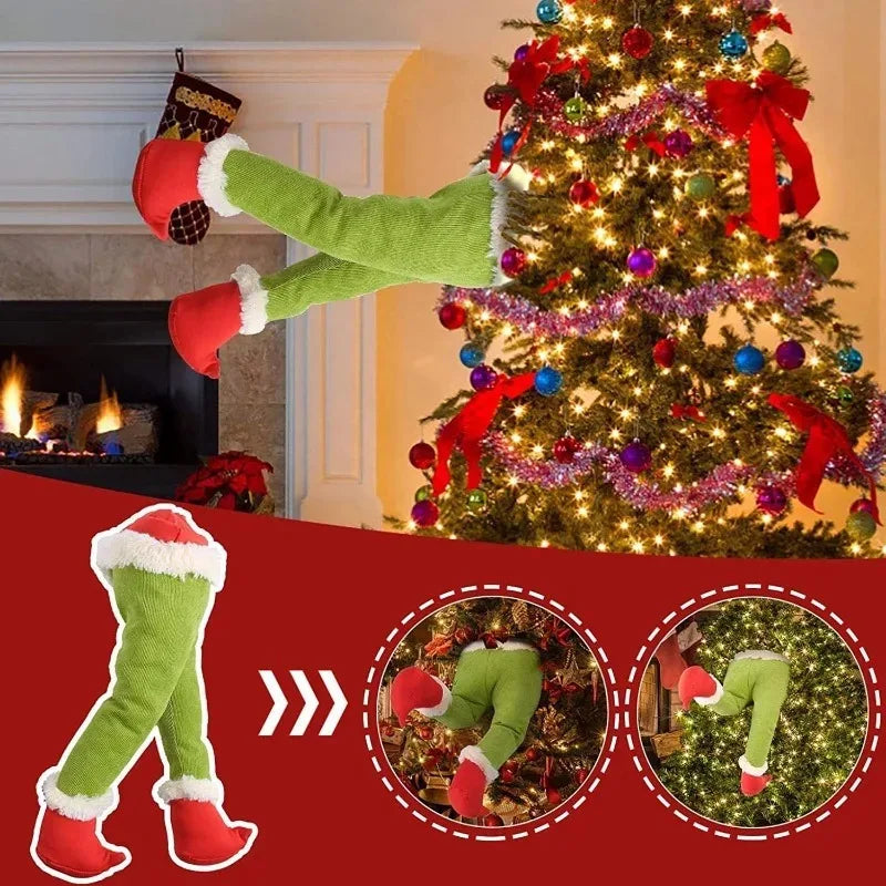 Christmas Tree Decoration Plush Door Decoration Santa Elf Legs Decoration Home Hanging Ornaments Children Gift Surprise Supplies