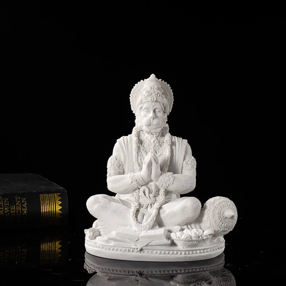 Sandstone White Hanuman Statue Hindu God Sculpture