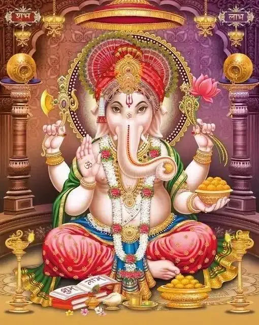God Ganesha Canvas Wall Art God Series Religious Temple Print for Living Room Decor