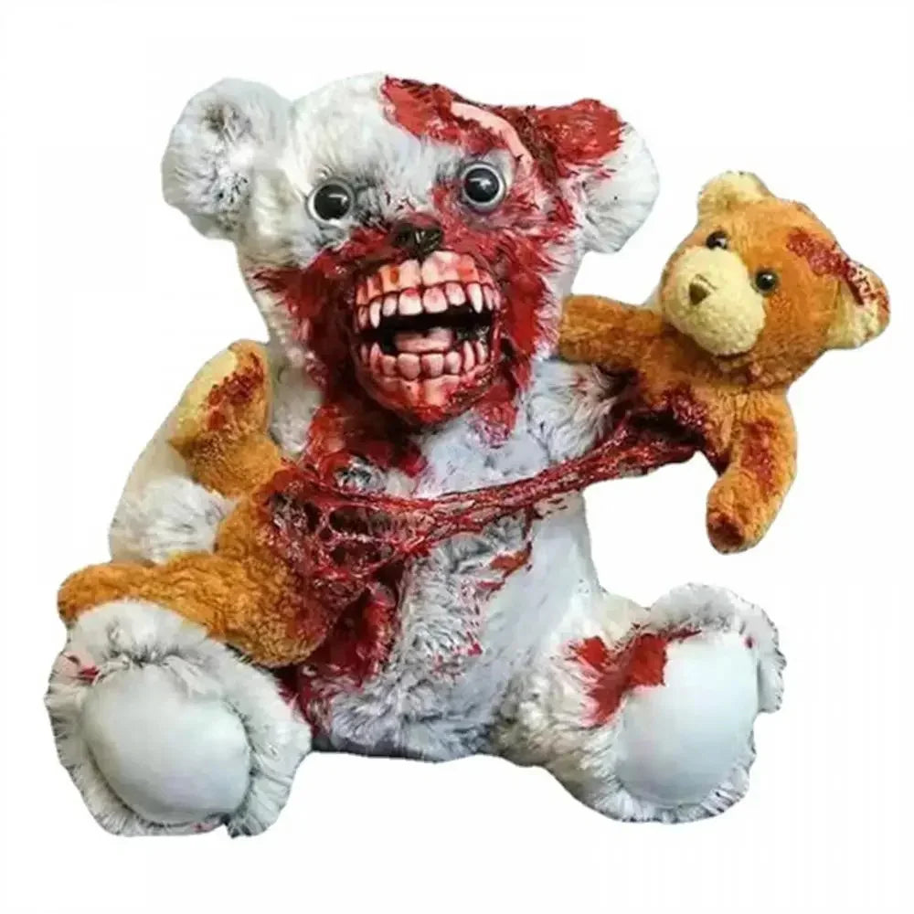 Halloween Horror Plush Bear Haunted House Decoration Atmosphere Holiday Party Prank Animal Shredding Props Resin Crafts