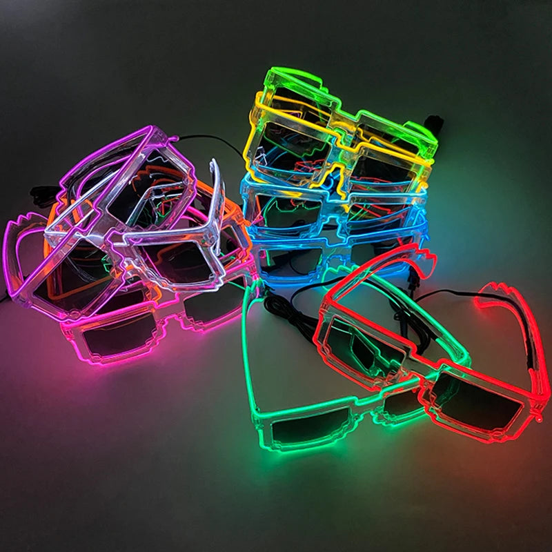 Funny Light Up Glasses Luminous LED Mosaic Glasses Men Women Halloween Party Supplies Glowing Glasses Neon Gafas Prpos