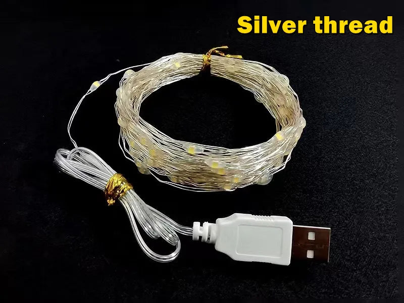 5/10/20M USB LED String Lights Copper Silver Wire Garland Light Waterproof Fairy Lights For Christmas Wedding Party Decoration