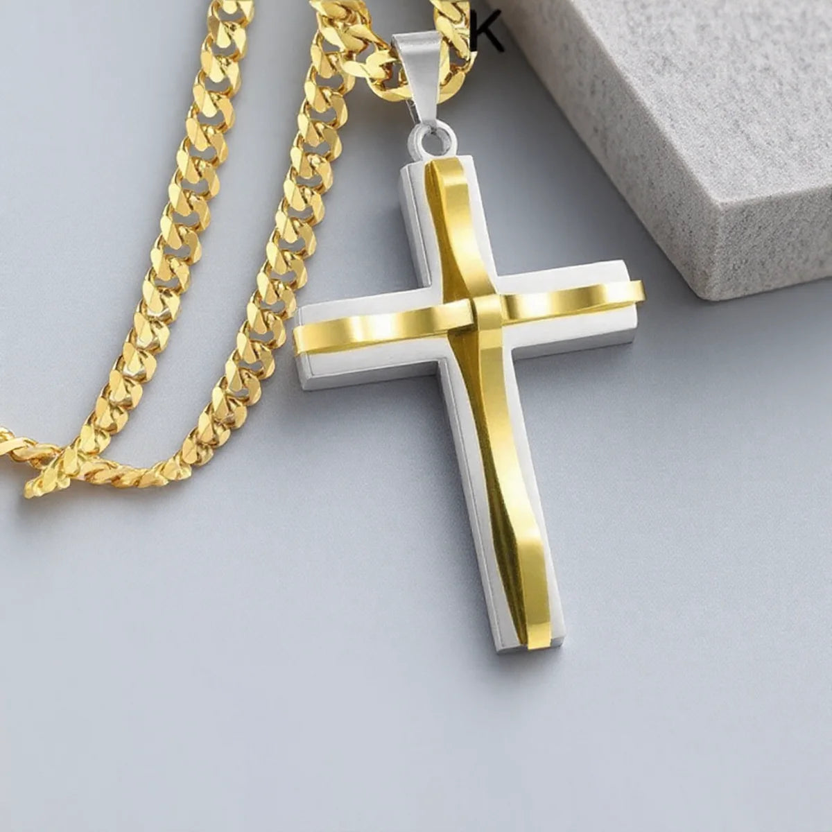 Men's Cross Pendant Necklace Fashion Hip-hop Jewelry Accessories Stylish Design Unique Gift for Him