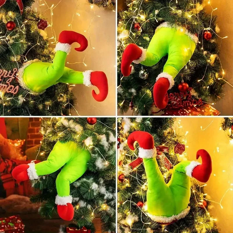 Christmas Tree Decoration Plush Door Decoration Santa Elf Legs Decoration Home Hanging Ornaments Children Gift Surprise Supplies