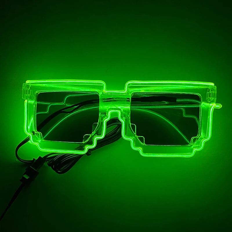 Funny Light Up Glasses Luminous LED Mosaic Glasses Men Women Halloween Party Supplies Glowing Glasses Neon Gafas Prpos