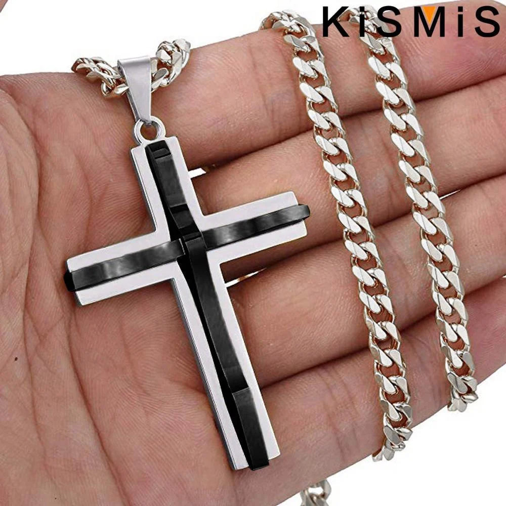 Men's Cross Pendant Necklace Fashion Hip-hop Jewelry Accessories Stylish Design Unique Gift for Him