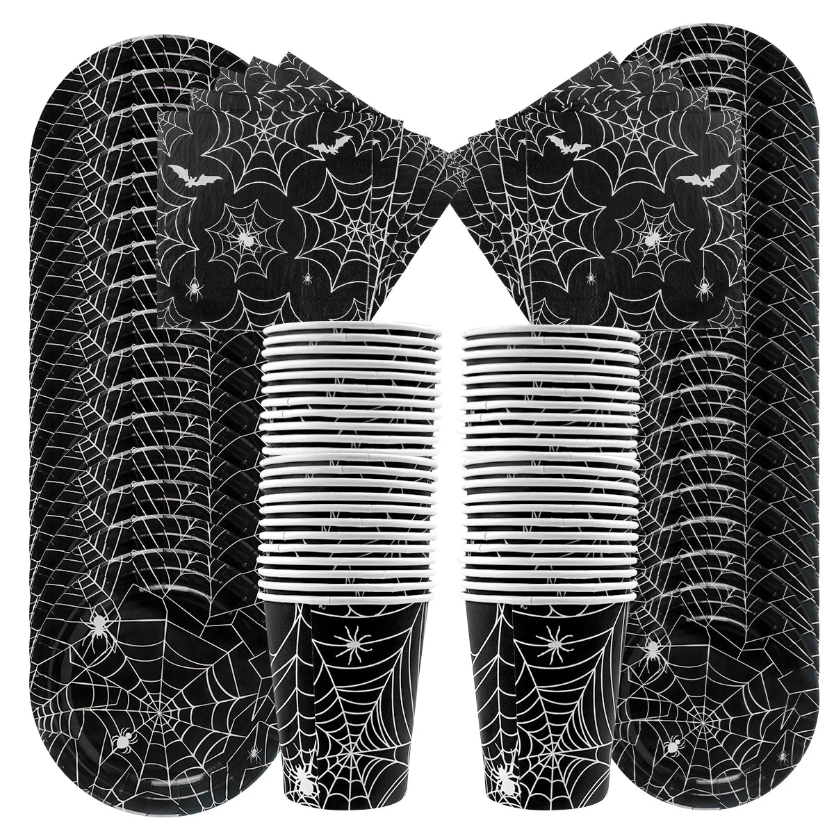 Halloween Party Spider Web Disposable Paper Plates Cup Tablecloth Kids Favor candy bag Happy Helloween Birthday Party Decoration