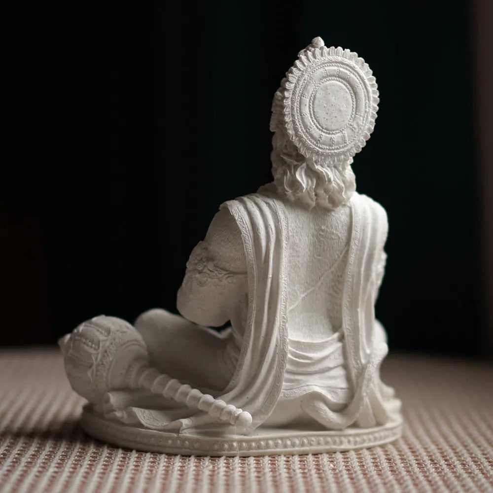 Sandstone White Hanuman Statue Hindu God Sculpture