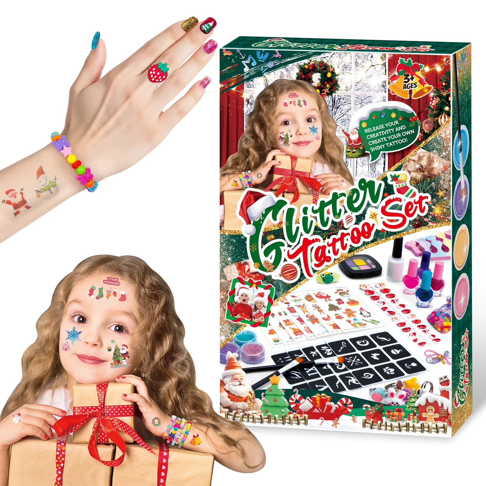 Christmas Diy Makeup And Armor Set For Children, Cosmetics, Beads, Hairpins, Necklaces, Jewelry, Cartoon Toys, Gifts