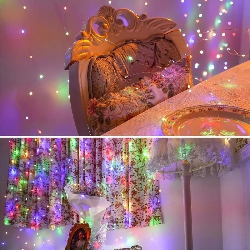 Battery Powered LED String Lights 10/20/30/50/100LED Copper Wire Lights for Camping Wedding Flowers Christmas Decoration