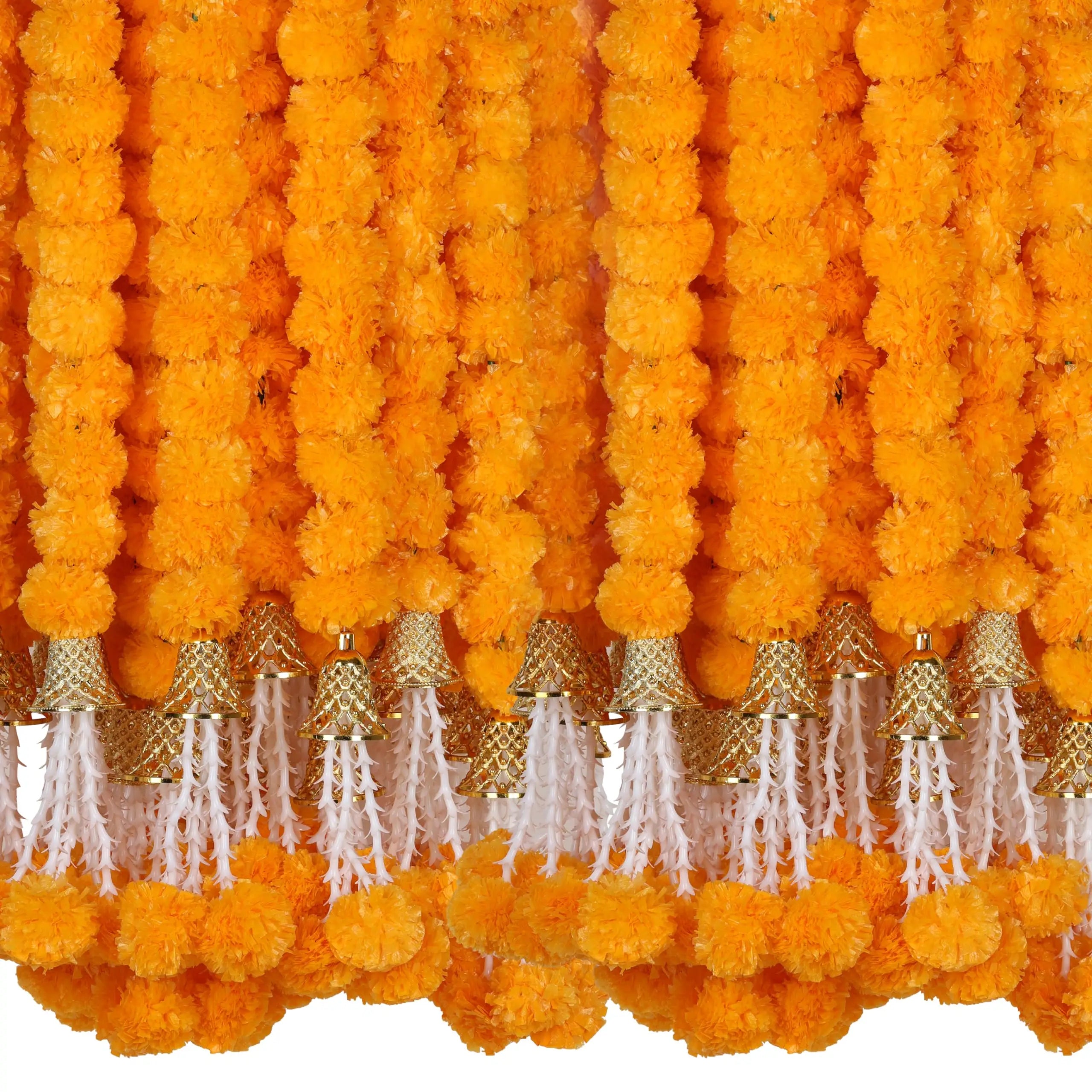 5-100PCS Marigold Flower Garlands for Decoration Artificial Flowers Diwali Indian Décor Pooja Day of The Dead Mexican Party
