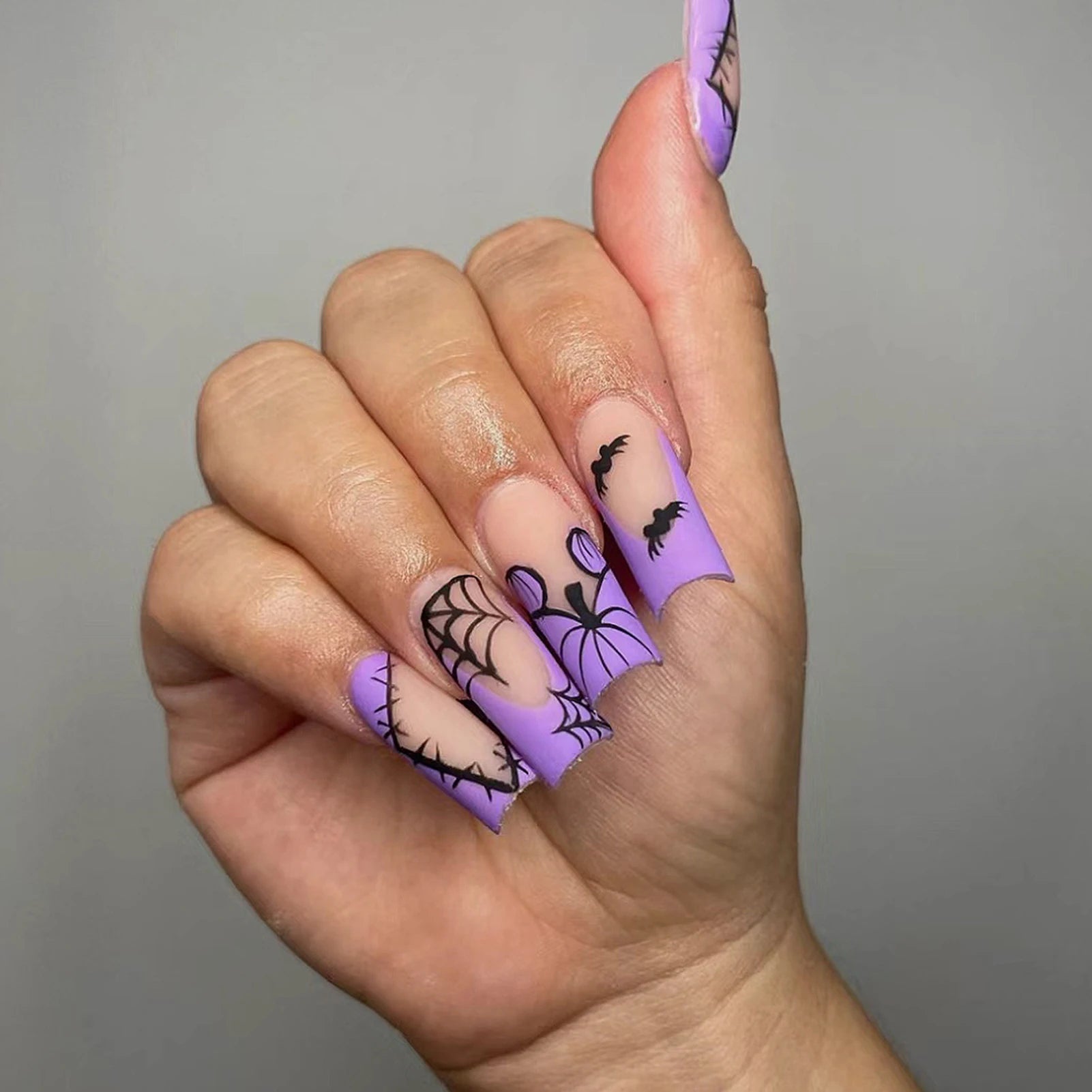 Halloween Red Bloodstain False Nails Long Coffin Ballet Full Cover Press on Nails Detchable Full Cover Fake Nail Patches 24pcs