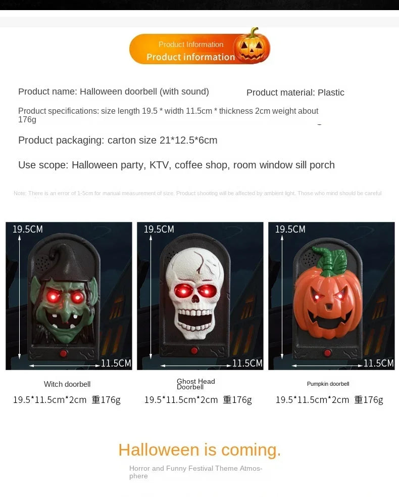 Halloween Doorbell Haunted House Doorbell Scary Halloween Decoration with Spooky Sound for Kids Haunted House Decoration Porch