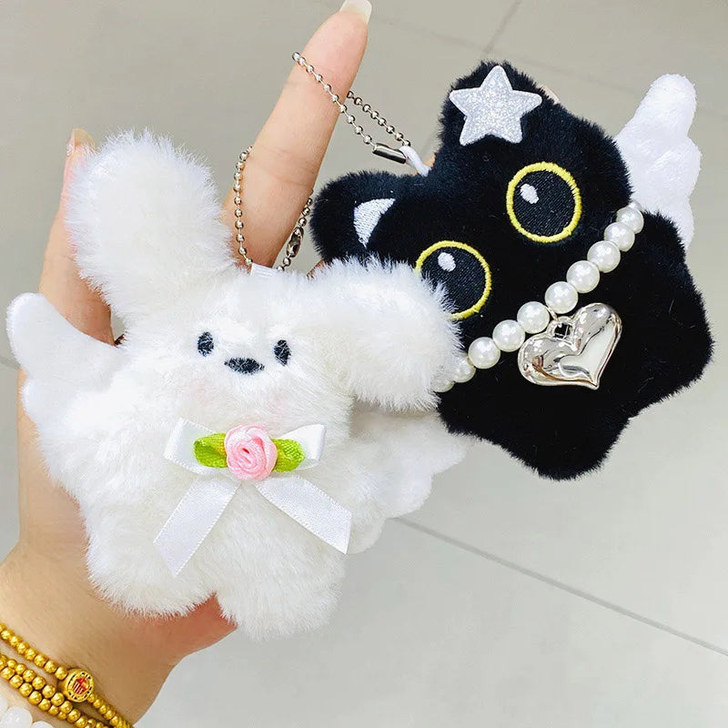 Cute Keychain Kawaii Black Cat Keychain Plush Cats Toy Backpack Hanging Pendant Decoration Keyring Halloween Ghost Theme Gifts