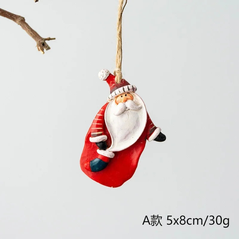 Christmas Resin Tree Decorations Santa Snowman Angel Pendant Ornament DIY Kids Toys Noel Navidad Kerst 2023