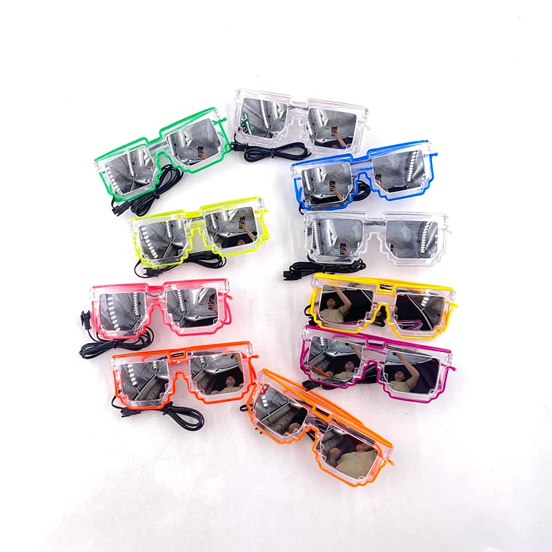 Funny Light Up Glasses Luminous LED Mosaic Glasses Men Women Halloween Party Supplies Glowing Glasses Neon Gafas Prpos
