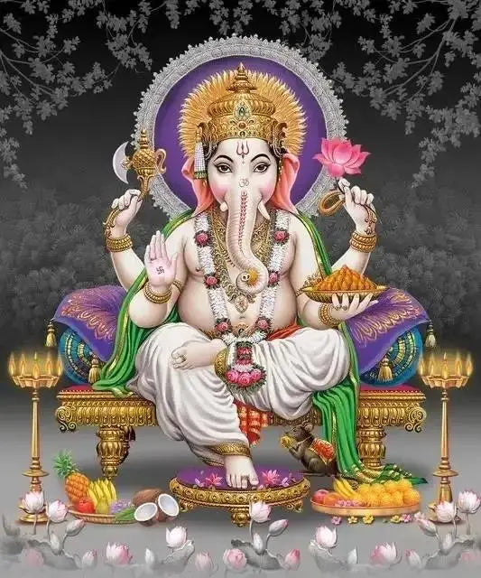 God Ganesha Canvas Wall Art God Series Religious Temple Print for Living Room Decor