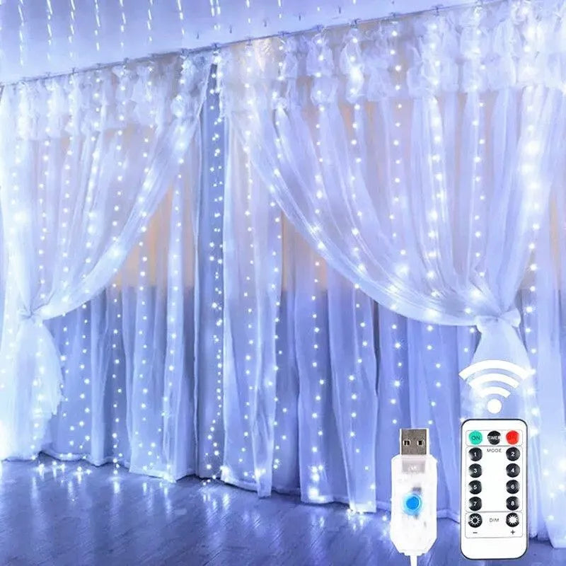 Diwali Lights LED Fairy String Curtain Lights 8 Mode Remote USB Festoon Christmas Decor For Home Holiday New Year Lamp