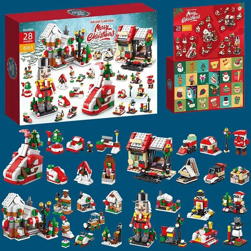 Christmas Advent Calendar Gift Box DIY Christmas Train Jesus Bricks Toys 24Days Countdown Calendar Box Surprise Christmas Gift