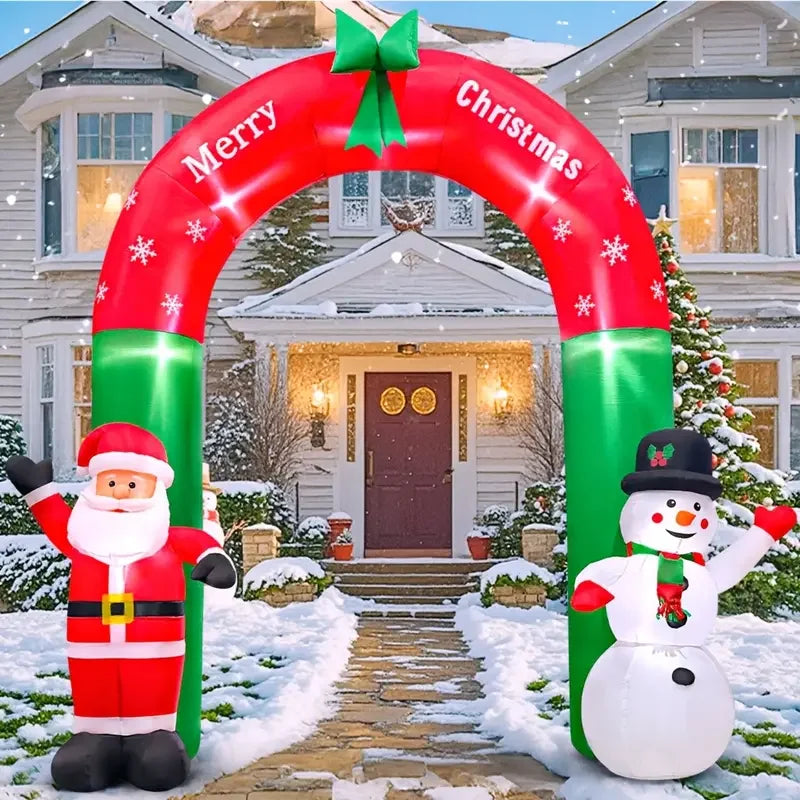 Christmas Inflatable Santa Snowman Archway Outdoor Decorations Blow Up ArchYard ,Outdoor Lawn Winter Decor Christmas Decoration
