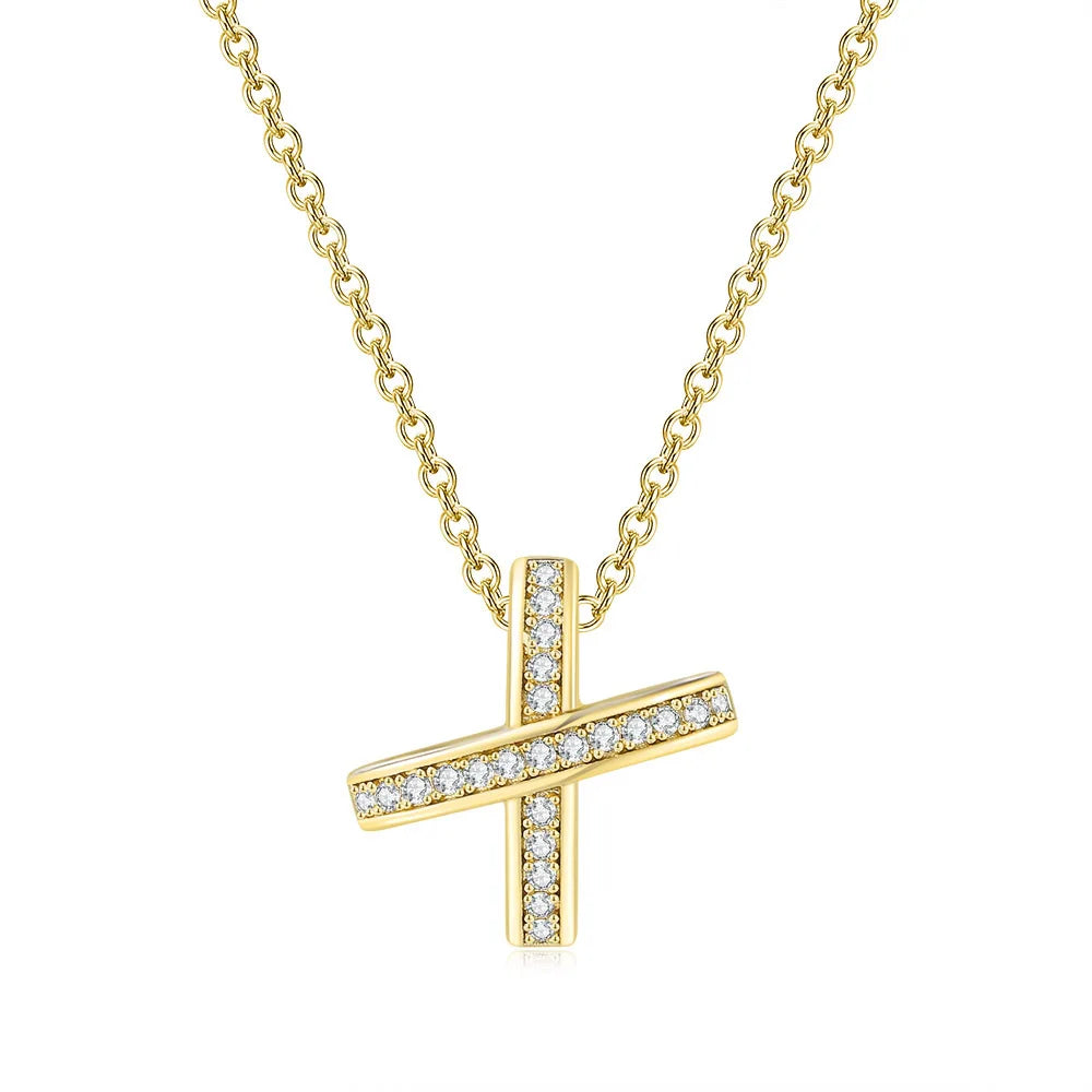 X Cross Pendants Necklace for Women Aesthetic Crosses Rose Gold Color Choker Chain on Neck Collar Necklace Fashion Jewelry N205