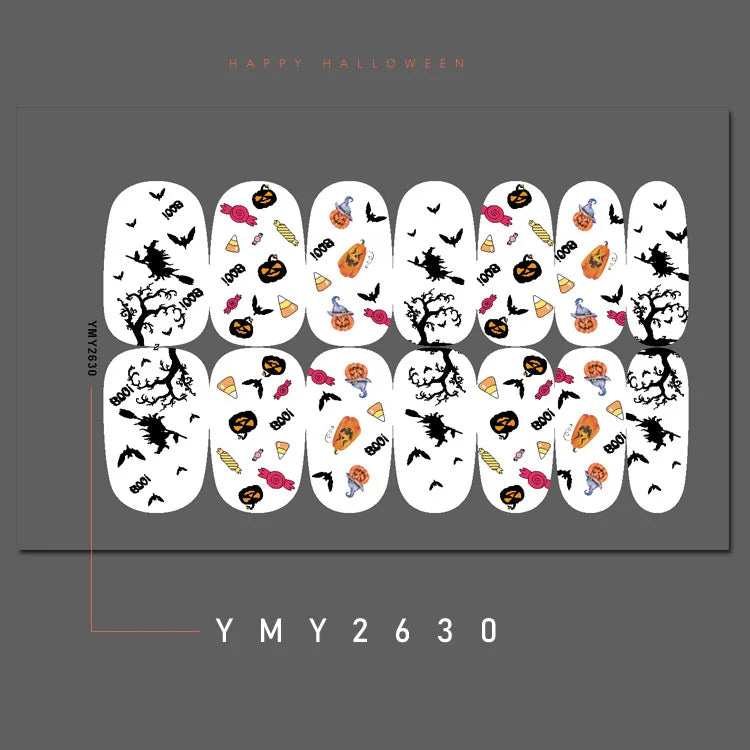 Baking Free Halloween Nail Stickers Full Sticker Fashion Nail Art Jewelry  Pumpkin Ghost Wholesale Applique Nail Sticker
