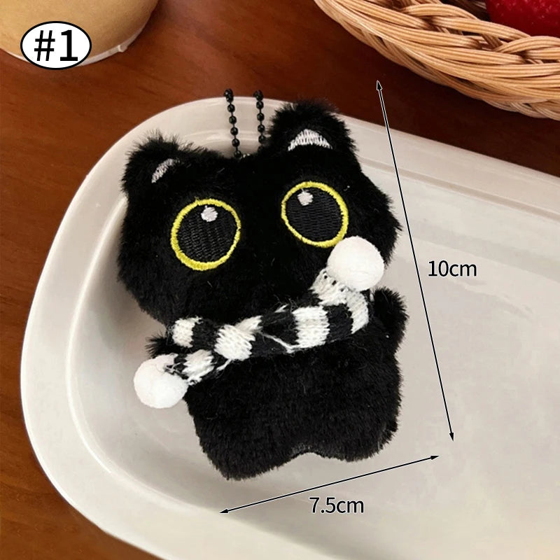 Cute Keychain Kawaii Black Cat Keychain Plush Cats Toy Backpack Hanging Pendant Decoration Keyring Halloween Ghost Theme Gifts