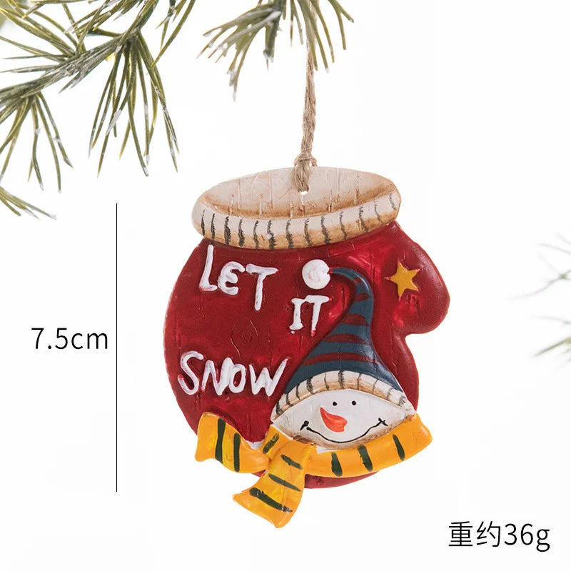 Christmas Resin Tree Decorations Santa Snowman Angel Pendant Ornament DIY Kids Toys Noel Navidad Kerst 2023