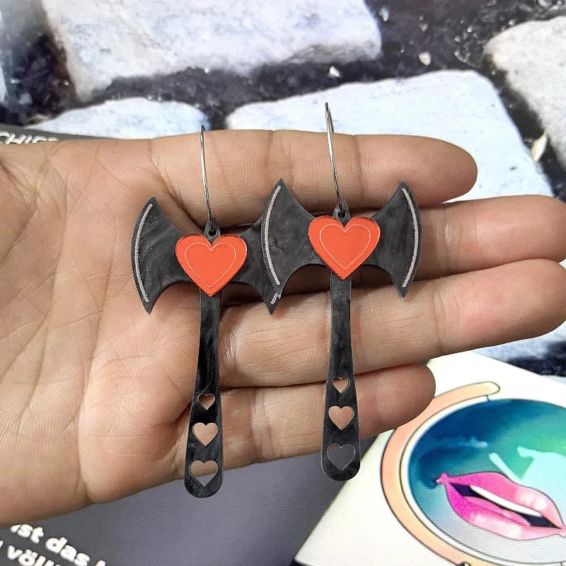 New Skeleton Pumpkins Halloween Earrings Women Hallowmas Costume Cosplay Skull Heart Axe Black Bat Acrylic Drop Earring