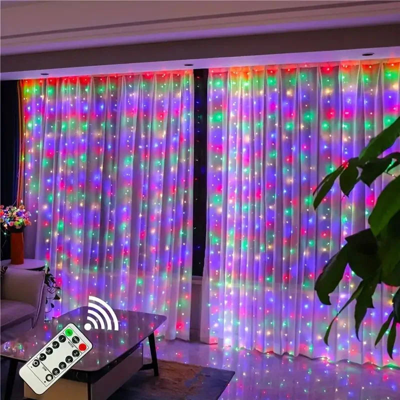 LED Curtain String Light Beautiful Window Ornament USB Powered Indoor Christmas New Year Garland Led Lights Halloween Decoration