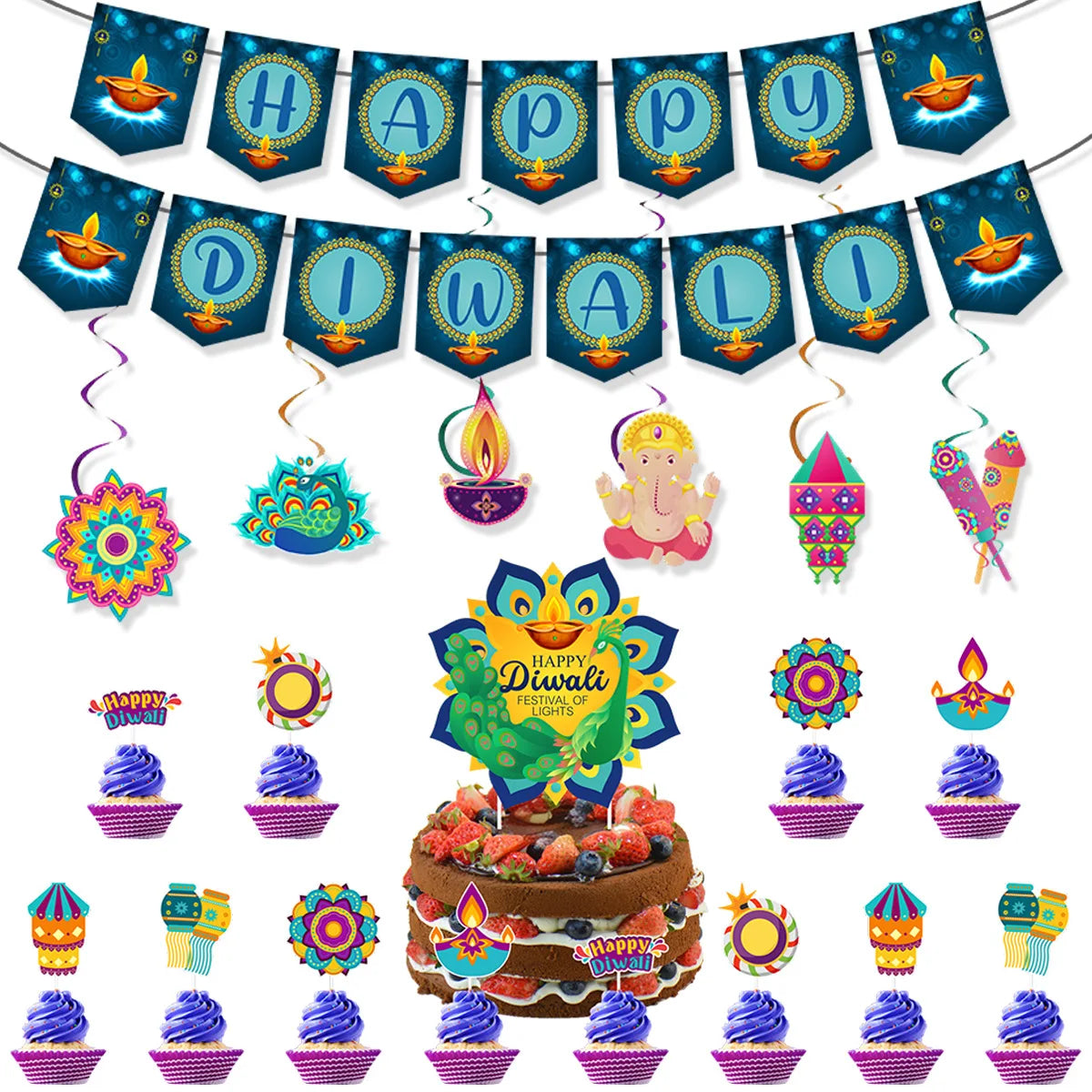 Happy Diwali Party Banner Hanging Garland for Diwali Festival Theme Party Decoration