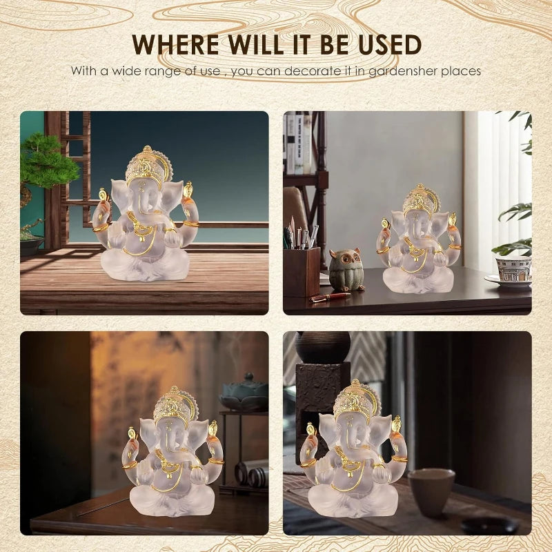 Divine Ganesha Statue God Decor Luxury Hindu Temple Art Altar Showpiece Gift for Blessings Meditation