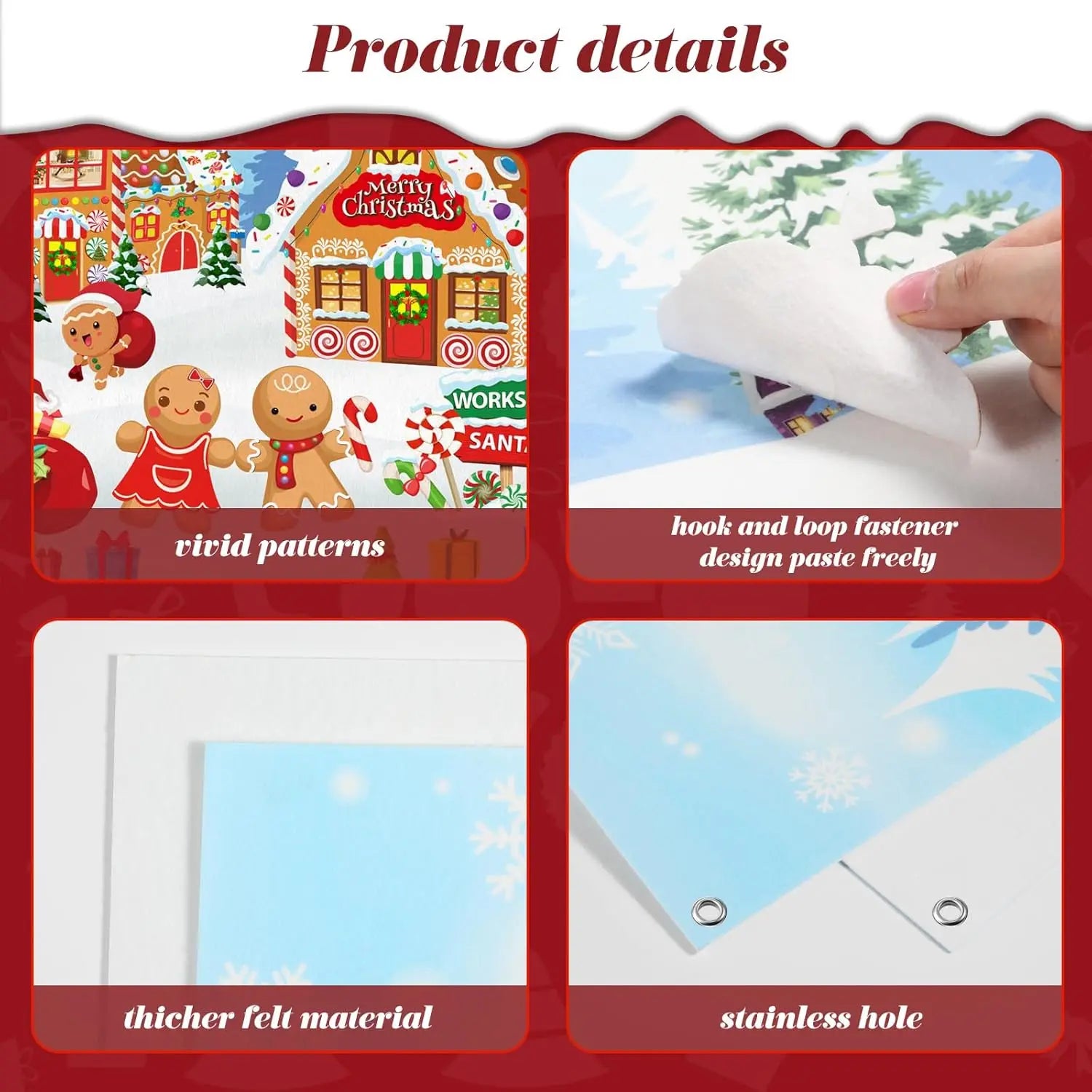 Christmas Felt Story Board Set Detachable Ornaments Wall Decor House Crafts DIY Learning Interactive Play Kit for Holiday Xmas