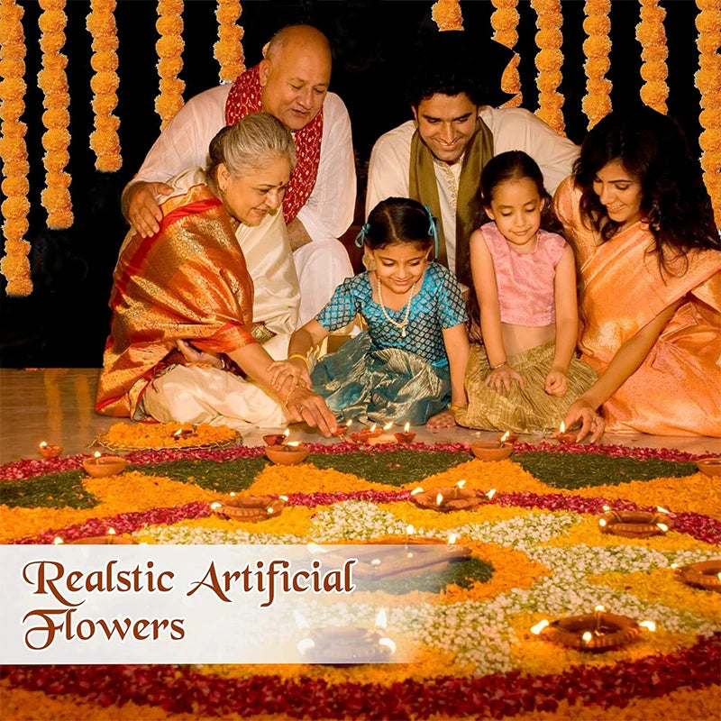 1.5m Marigold Flower Garland Plastic Artificial Flowers Diwali Traditional Festival